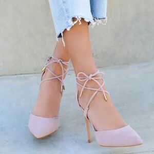 *Host Pick* NWT Size 7 Lulus Dusty Rose Suede Lace-Up Heels